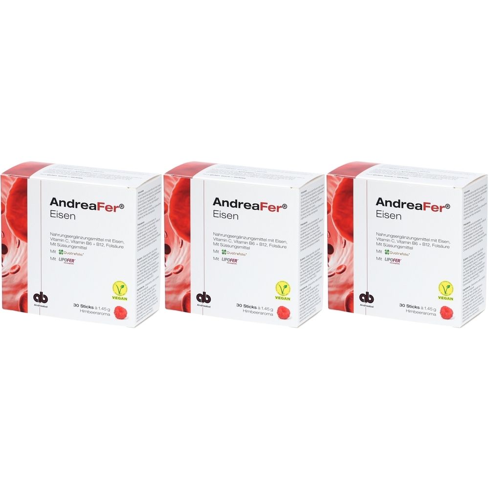 AndreaFer Eisen Ergänzung mit Eisen, Vitamin C, B6, B12 und Folsäure