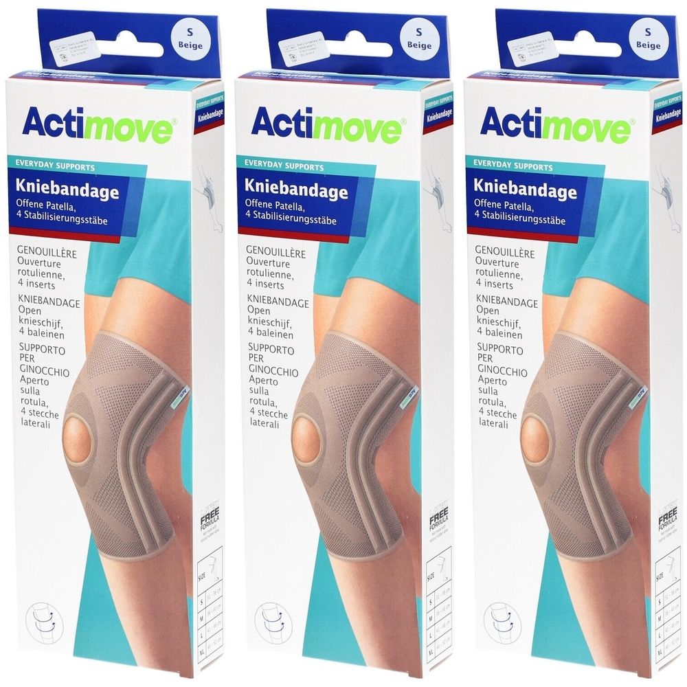 Actimove® Everyday Supports - Kniestütze mit Patellaöffnung, 4 Einsätze - Größe S (31-36 cm)