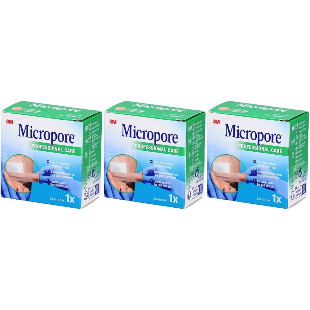 3M Micropore™ Mikroporöses Pflaster für empfindliche Haut 2,5 cm x 5 m