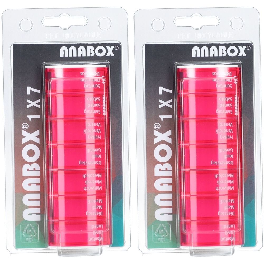 Anabox® Wochenpillenbox 7 x 1 Fächer rosa Fr/De/It
