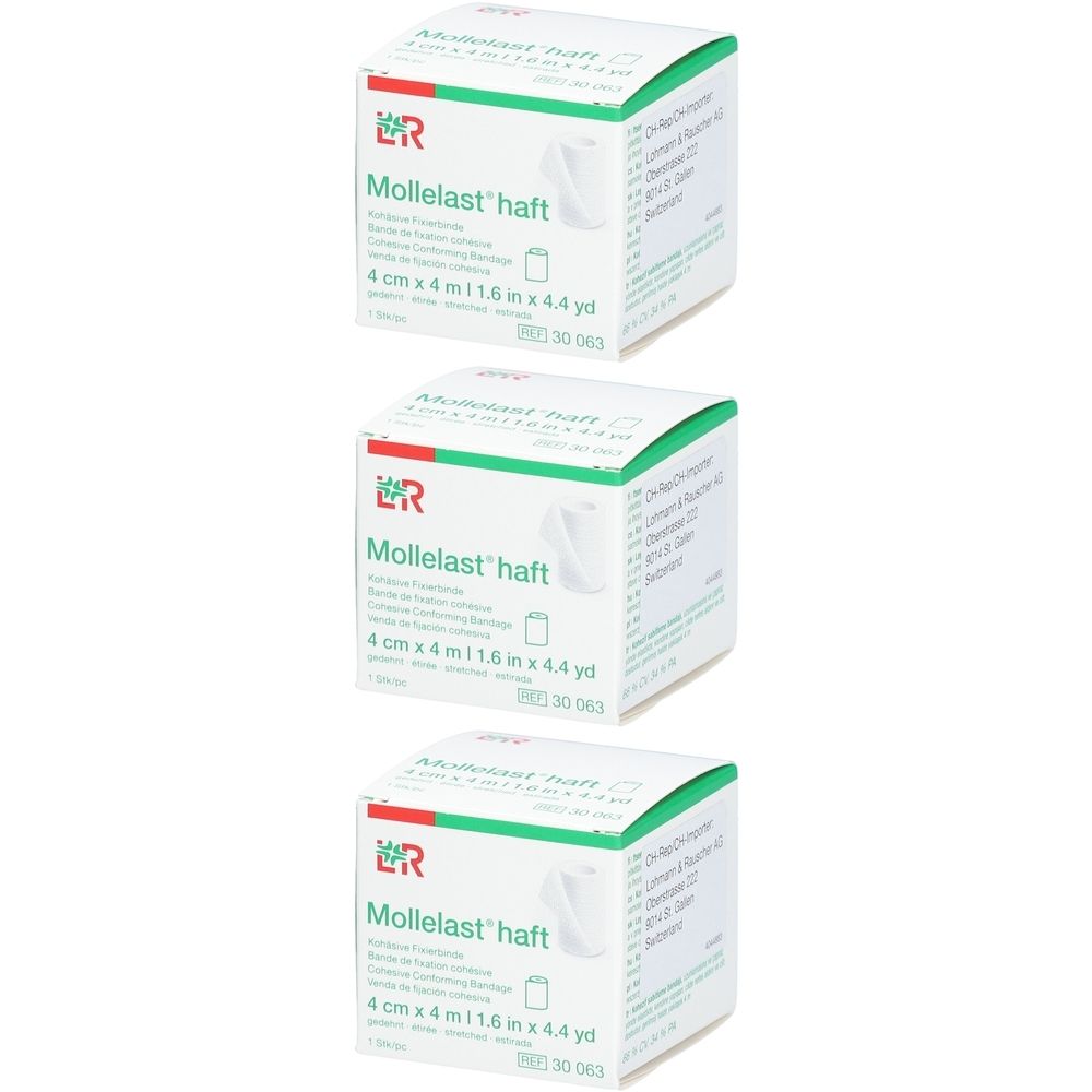 L&R Mollelast® Haft - Kohäsive Fixierbinde - 4 cm x 4 m - Weiß