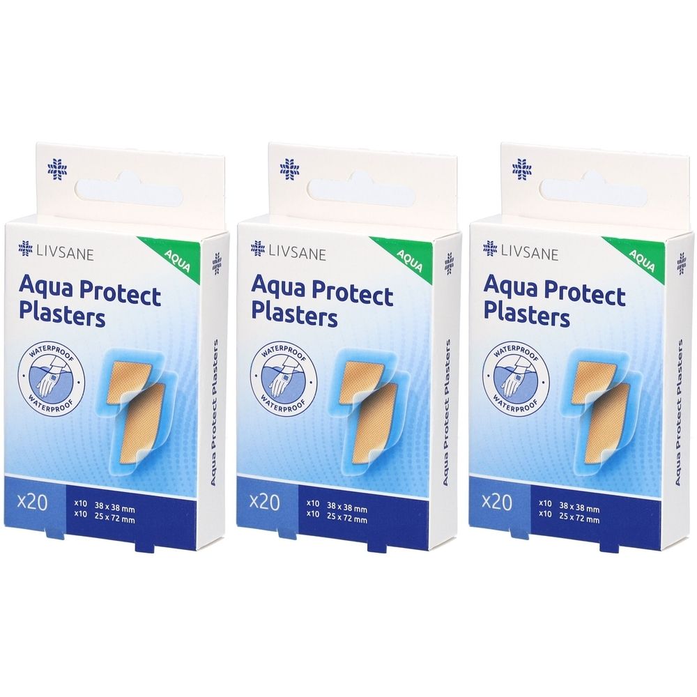 Livsane Aqua Protect Pflaster 2 Größen: 38 x 38 mm & 25 x 72 mm