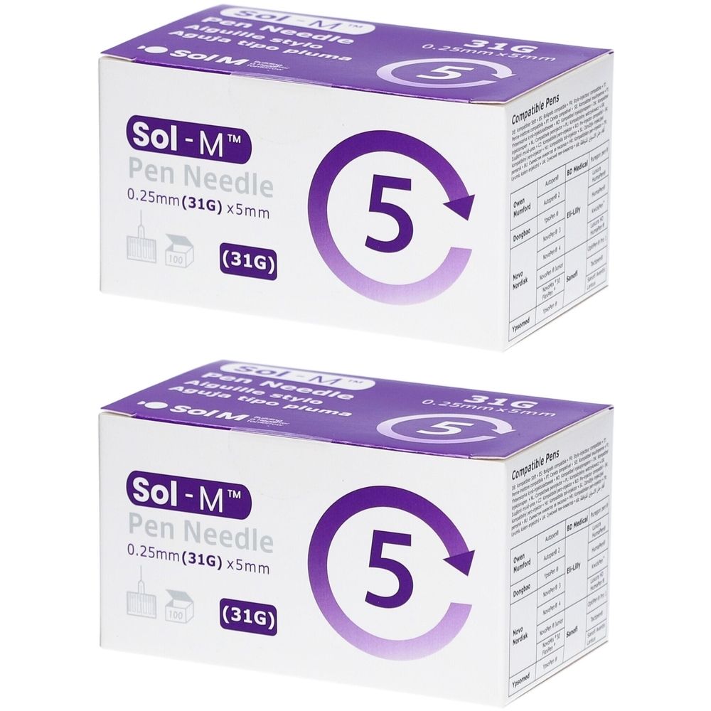 Sol-M® Insulinpen-Nadeln 31G (0,25 mm) 5 mm
