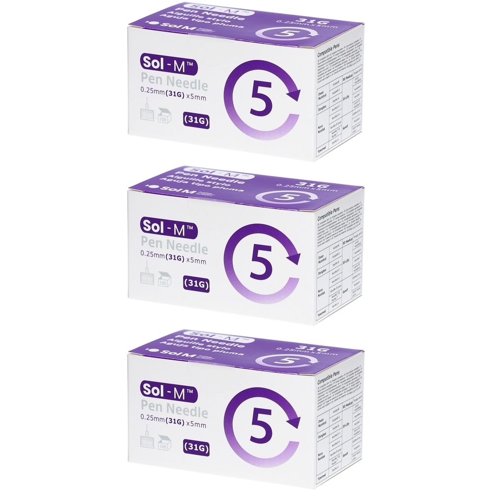 Sol-M® Insulinpen-Nadeln 31G (0,25 mm) 5 mm