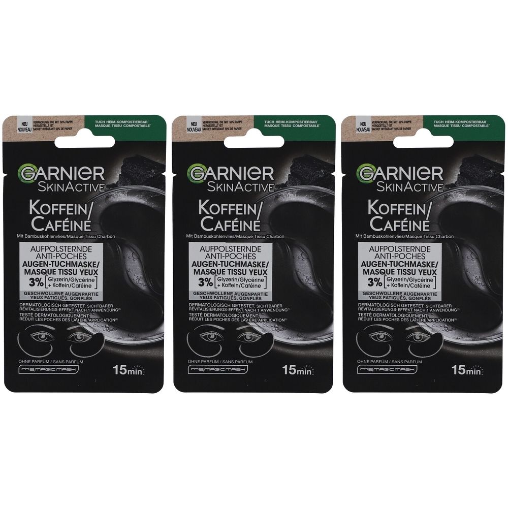 Garnier SkinActive Tissuemaske Augen Anti-Pocket Koffein Kohle