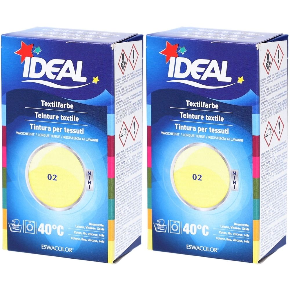 Ideal® Mini Textilfarbe No02 Zitronengelb für Baumwolle, Leinen, Viskose & Seide