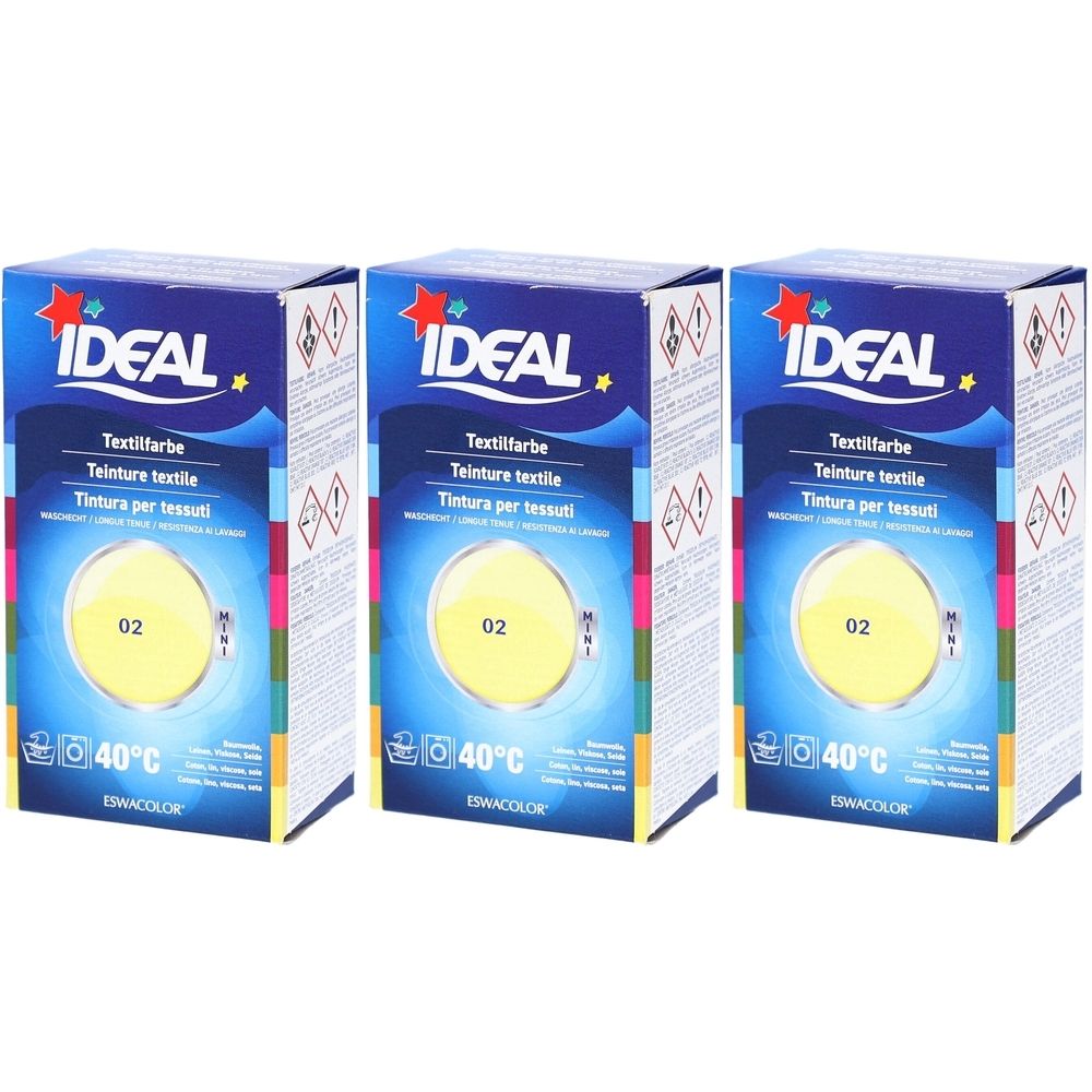 Ideal® Mini Textilfarbe No02 Zitronengelb für Baumwolle, Leinen, Viskose & Seide