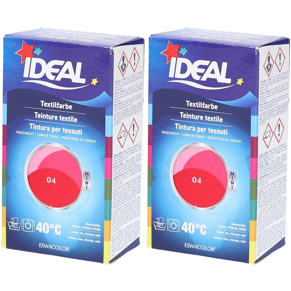 Ideal® Mini Textilfarbe No04 Rot für Baumwolle, Leinen, Viskose & Seide