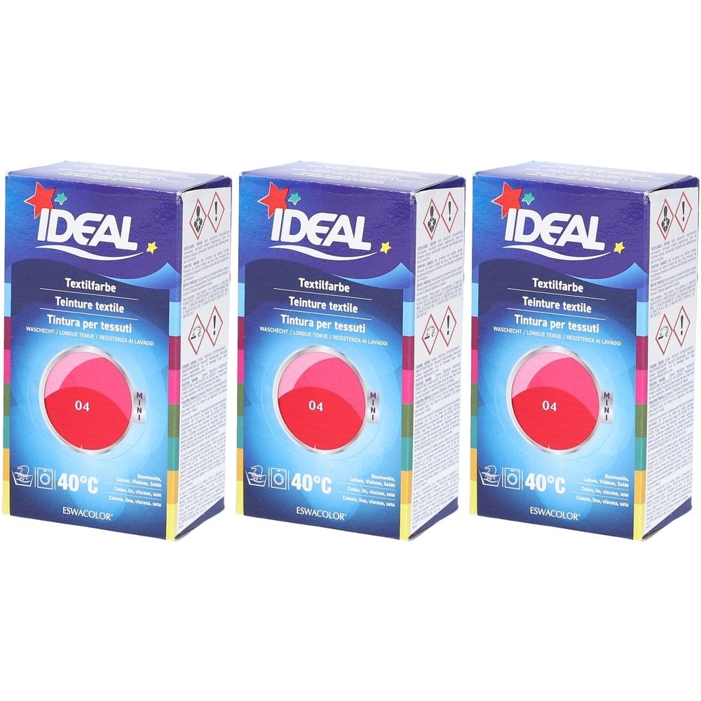 Ideal® Mini Textilfarbe No04 Rot für Baumwolle, Leinen, Viskose & Seide