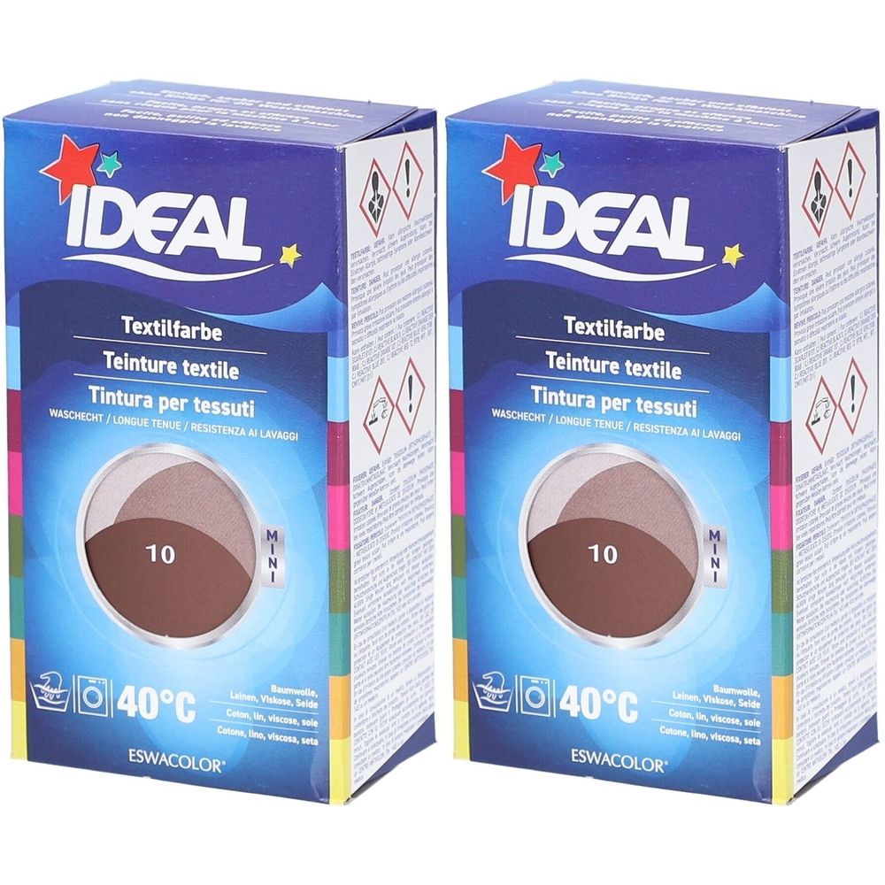 Ideal® Mini Textilfarbe No10 Braun für Baumwolle, Leinen, Viskose & Seide