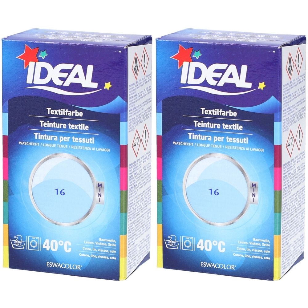 Ideal® Mini Textilfarbe No16 Hellblau für Baumwolle, Leinen, Viskose & Seide