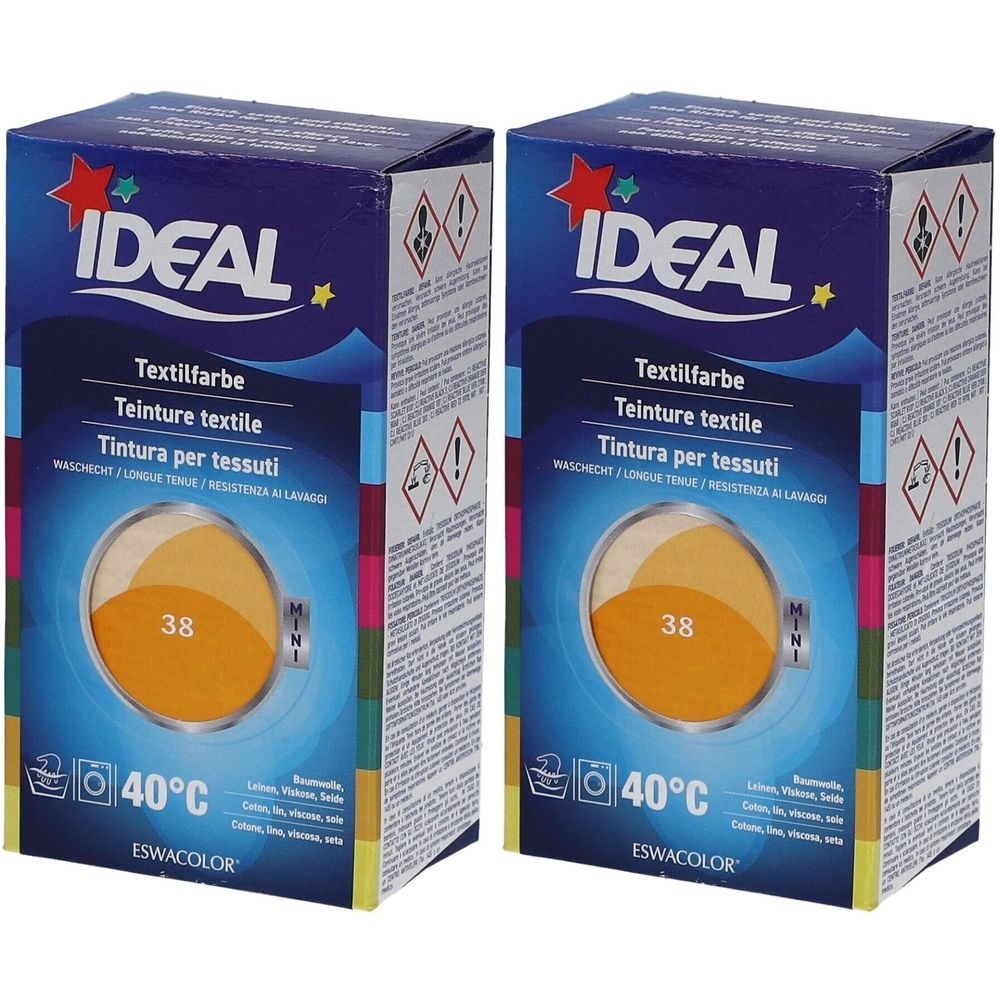 Ideal® Mini Textilfarbe No38 Mandarine für Baumwolle, Leinen, Viskose & Seide