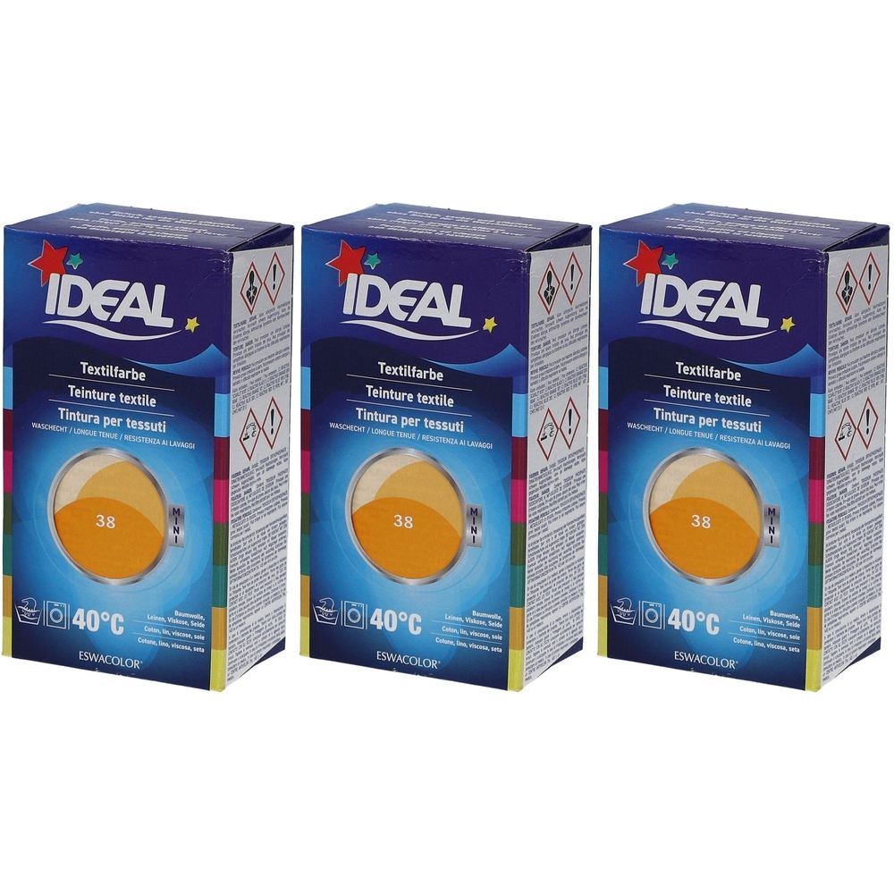 Ideal® Mini Textilfarbe No38 Mandarine für Baumwolle, Leinen, Viskose & Seide