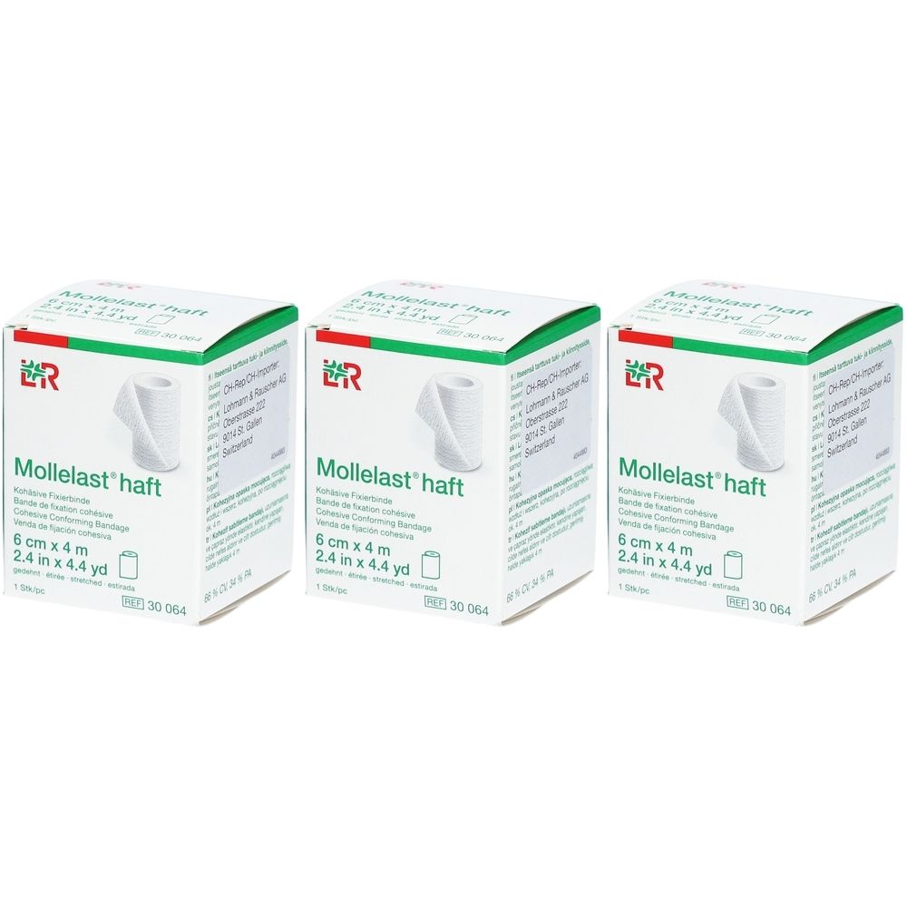 L&R Mollelast® Haft - Kohäsive Fixierbinde - 6 cm x 4 m - Weiß