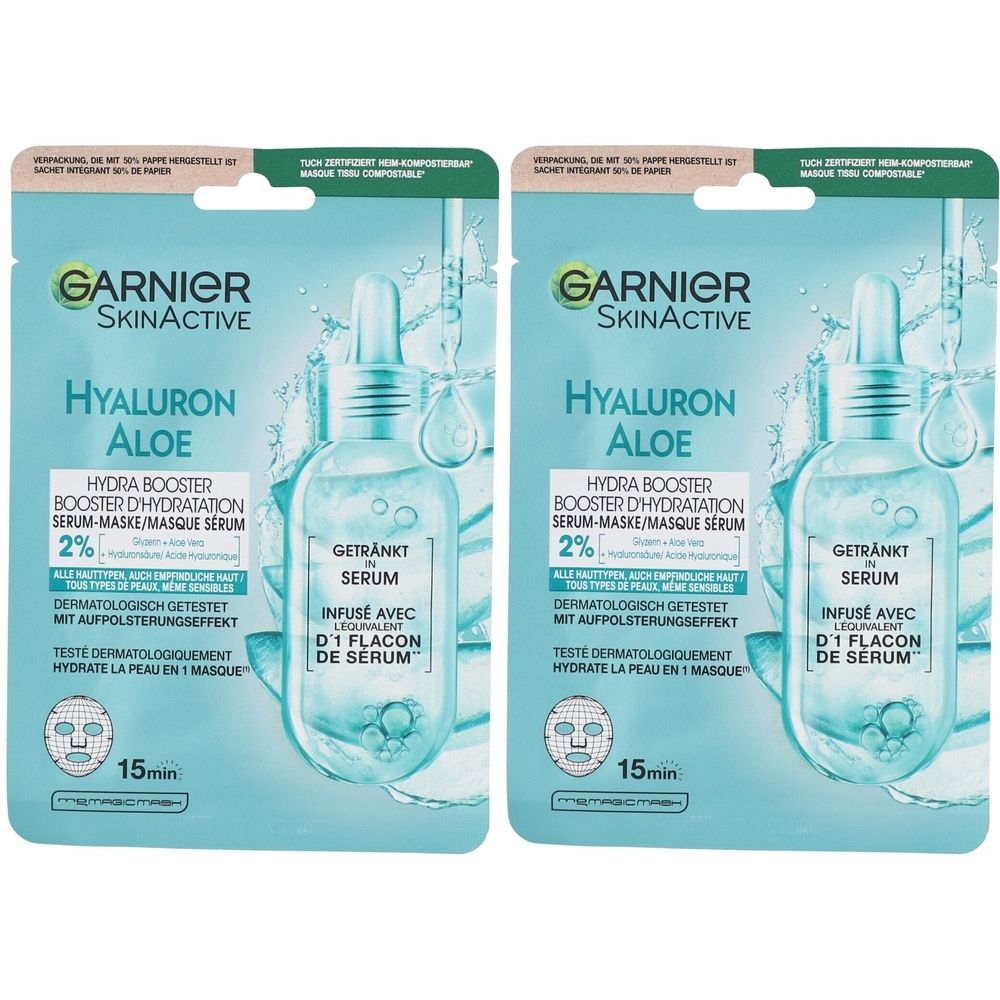 Garnier Hydrabomb Tissuemaske mit Hyaluronsäure und Aloe Vera