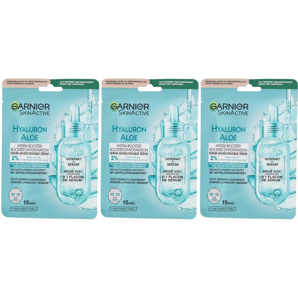 Garnier Hydrabomb Tissuemaske mit Hyaluronsäure und Aloe Vera