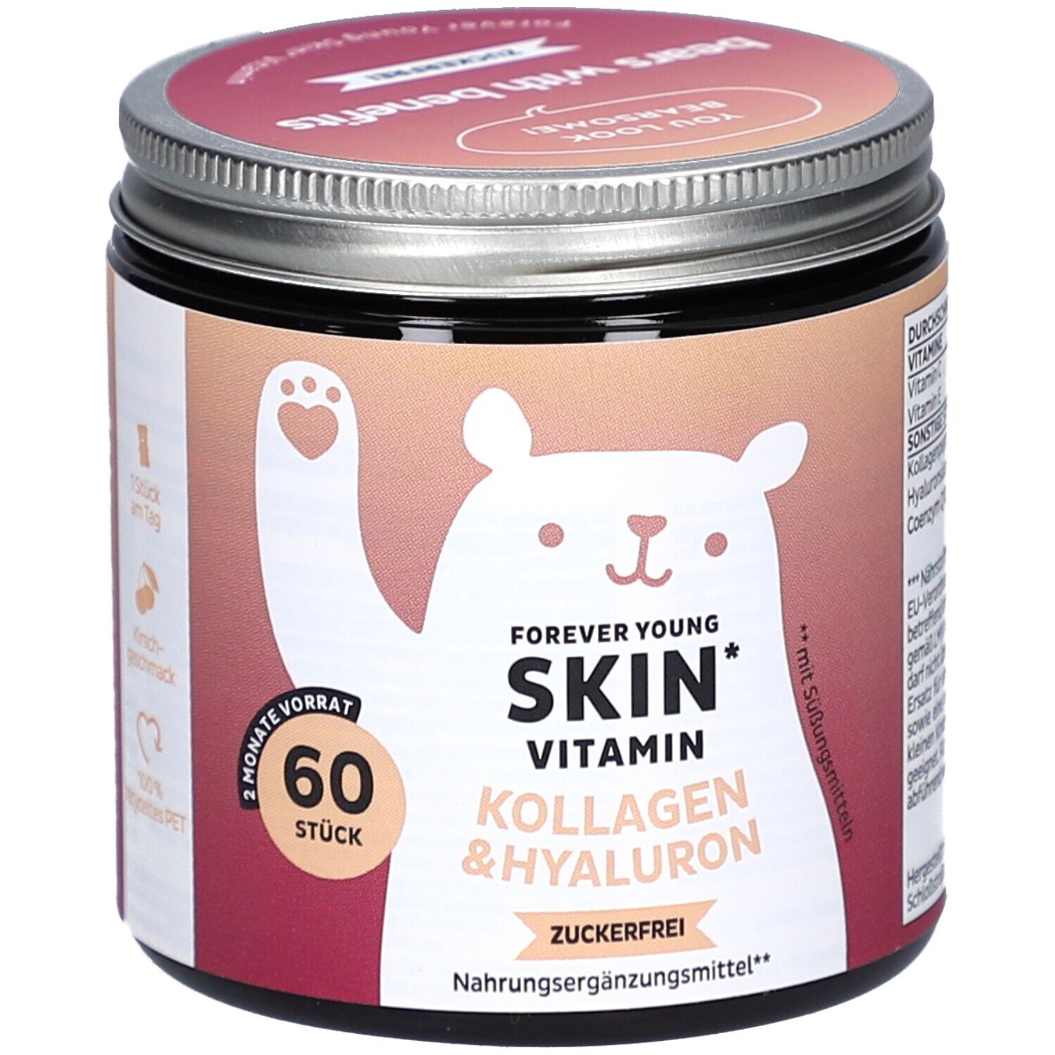 Bears With Benefits Forever Young Skin – Kollagen & Hyaluron Gummibärchen 60 Stück