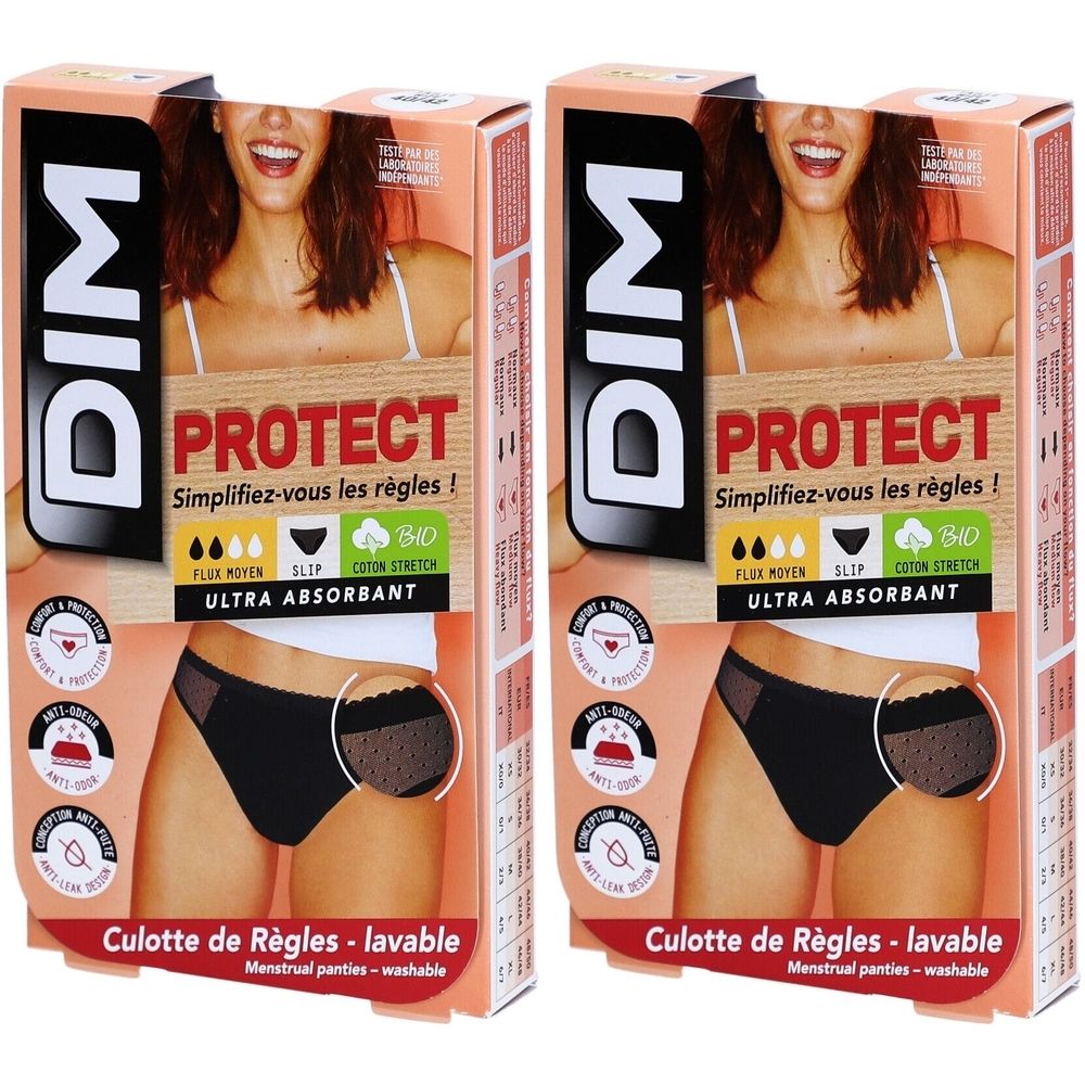 DIM Protect Lineal Slip Lace Waschbar aus Bio-Baumwolle Größe 40-42 - Schwarz - Mittelfluss