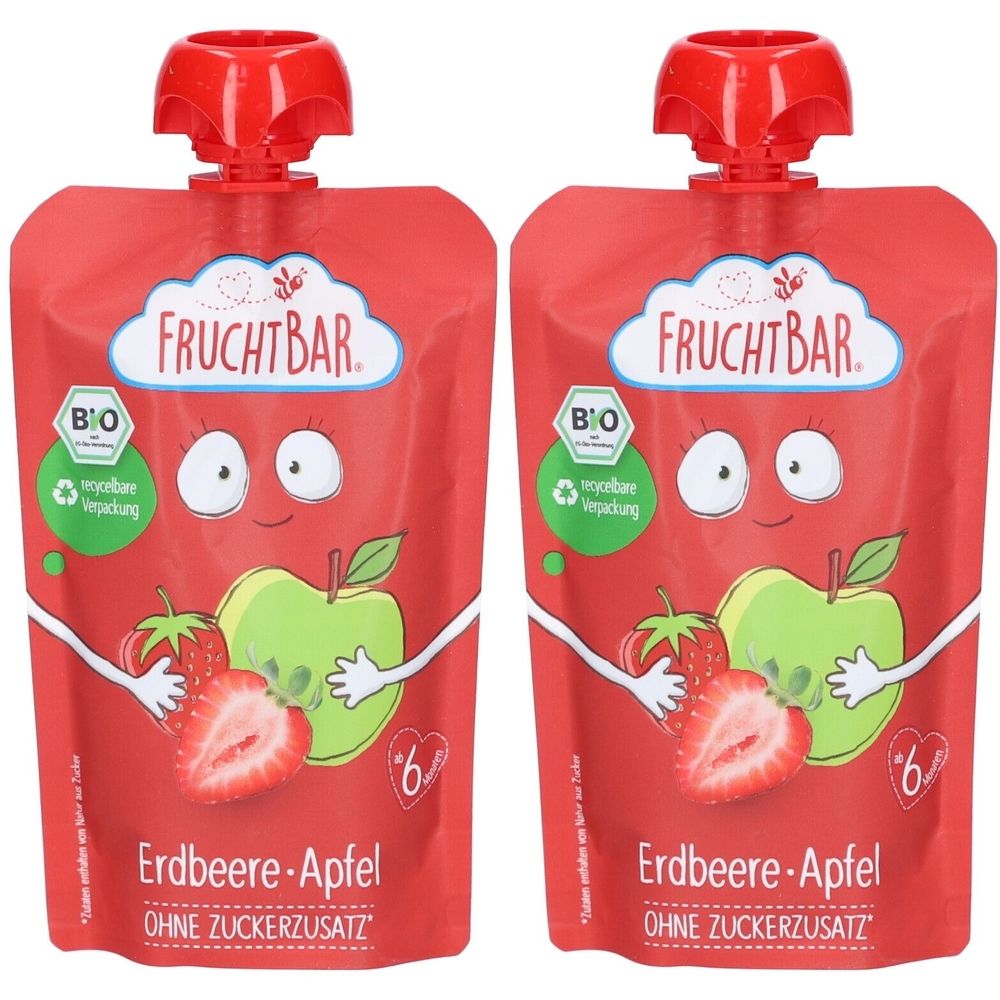 FruchtBar Bio Apfel-Erdbeer-Kompott ohne Zuckerzusatz