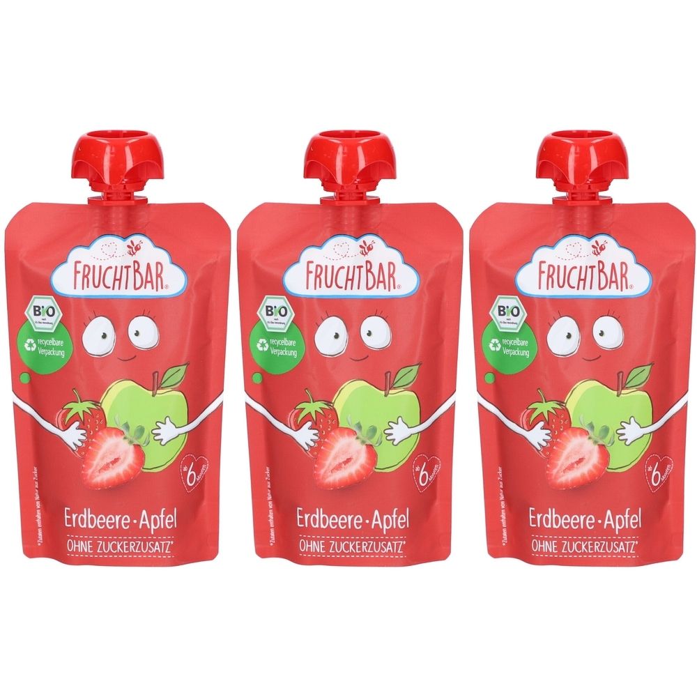 FruchtBar Bio Apfel-Erdbeer-Kompott ohne Zuckerzusatz