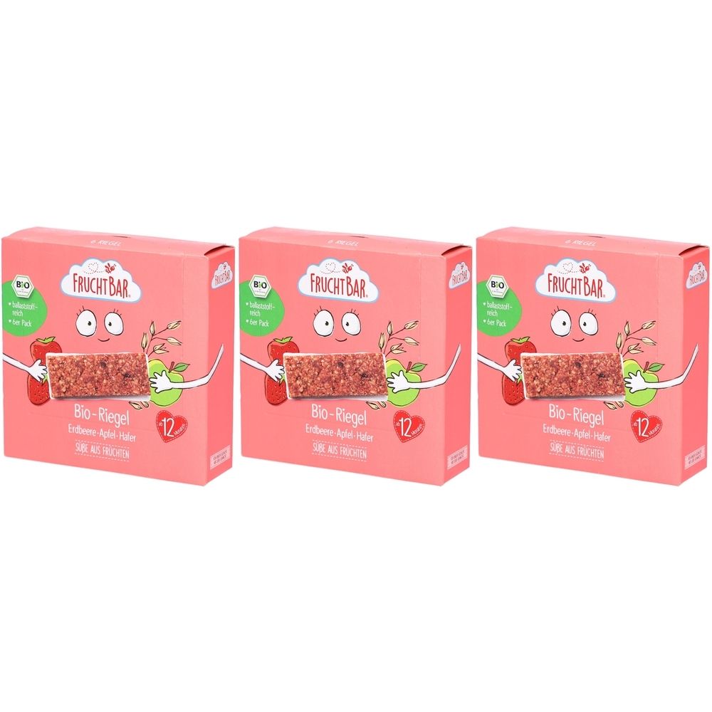 FruchtBar Bio Riegel Erdbeer Apfel Hafer Zuckerfrei Ab 12 Monate