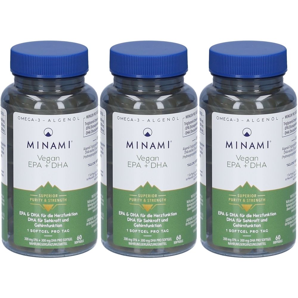 Minami Vegan EPA + DHA - Omega-3-Fettsäuren aus Algen für Herz & Gehirn