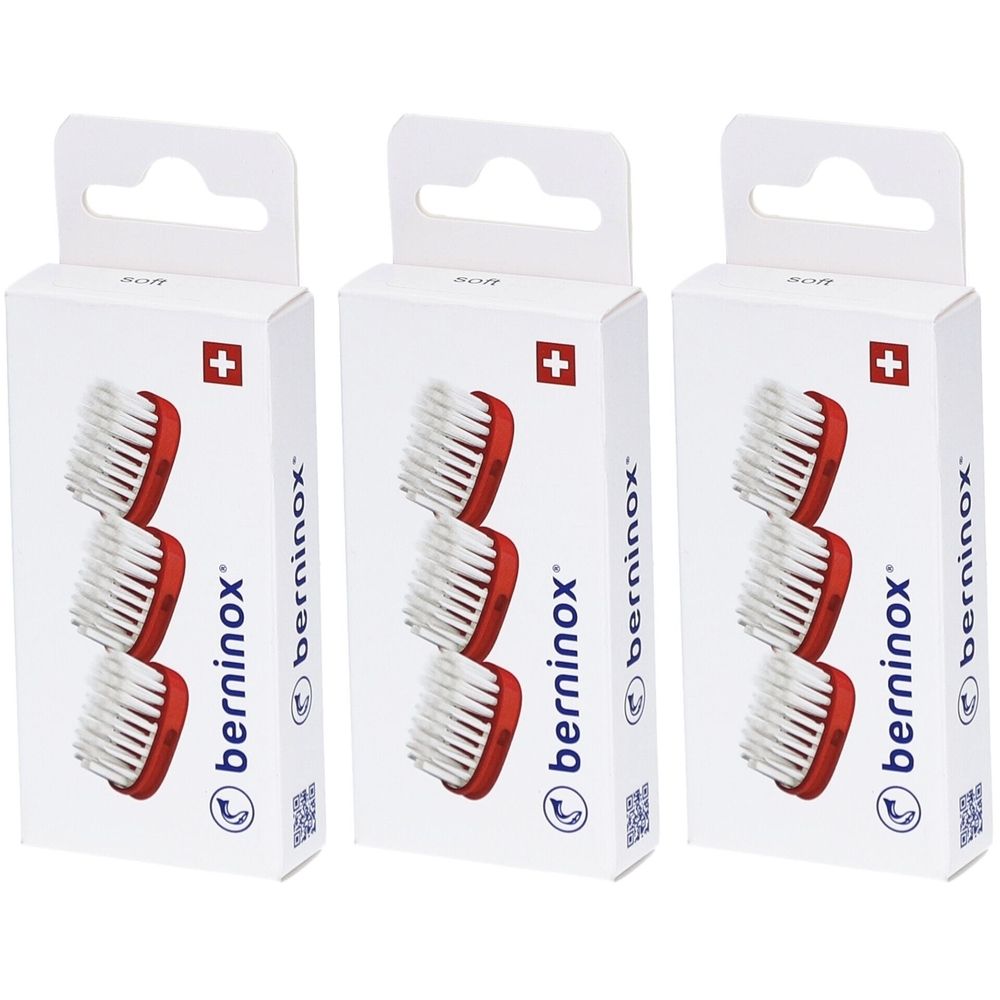 Berninox 3 x Ersatz-Bürstenköpfe Korallenrot soft