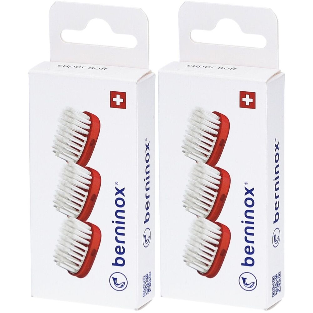 Berninox 3 x Ersatz-Bürstenköpfe Korallenrot super soft