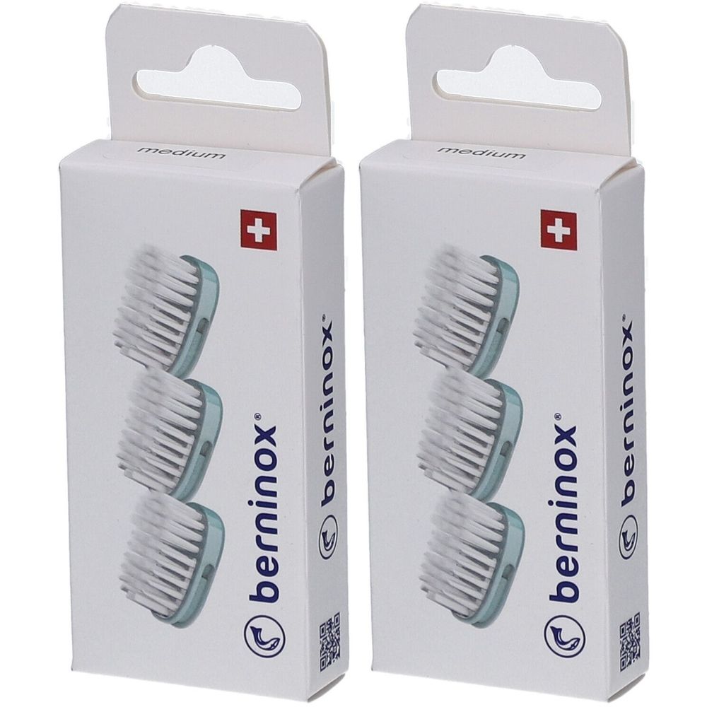 Berninox 3 x Ersatz-Bürstenköpfe Eisberggrün medium