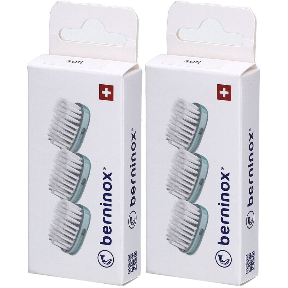 Berninox 3 x Ersatz-Bürstenköpfe Eisberggrün soft
