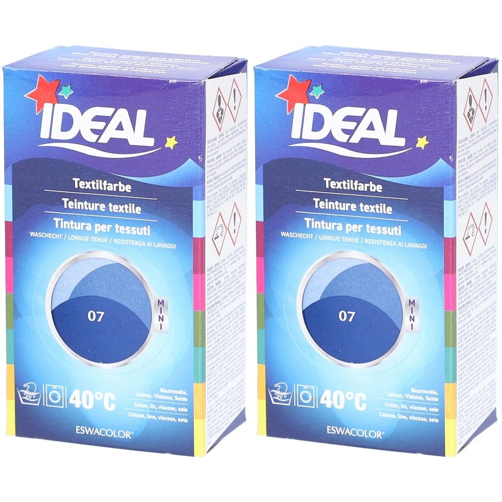 Ideal® Mini Textilfarbe No07 Blau für Baumwolle, Leinen, Viskose & Seide