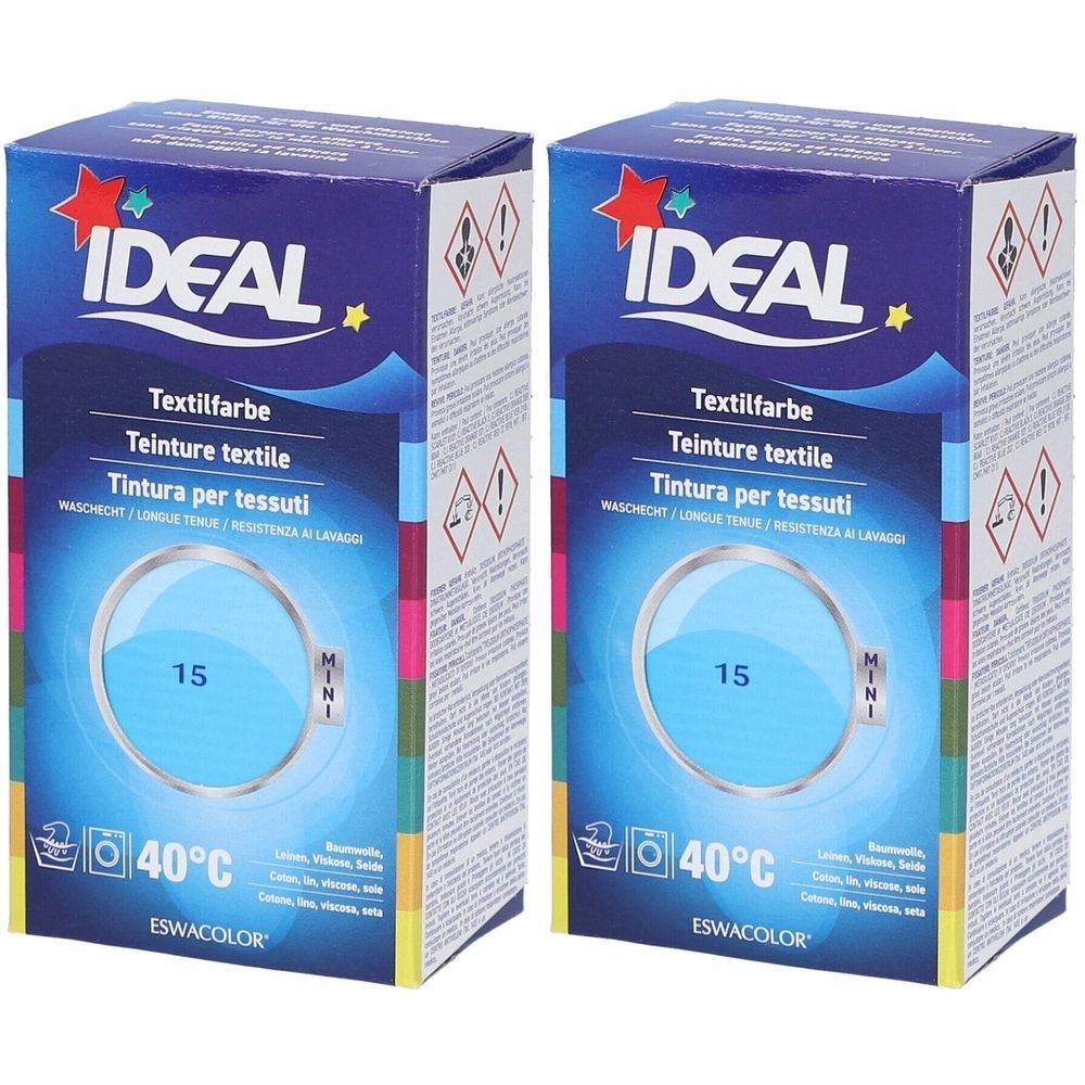 Ideal® Mini Textilfarbe No15 Azurblau für Baumwolle, Leinen, Viskose & Seide