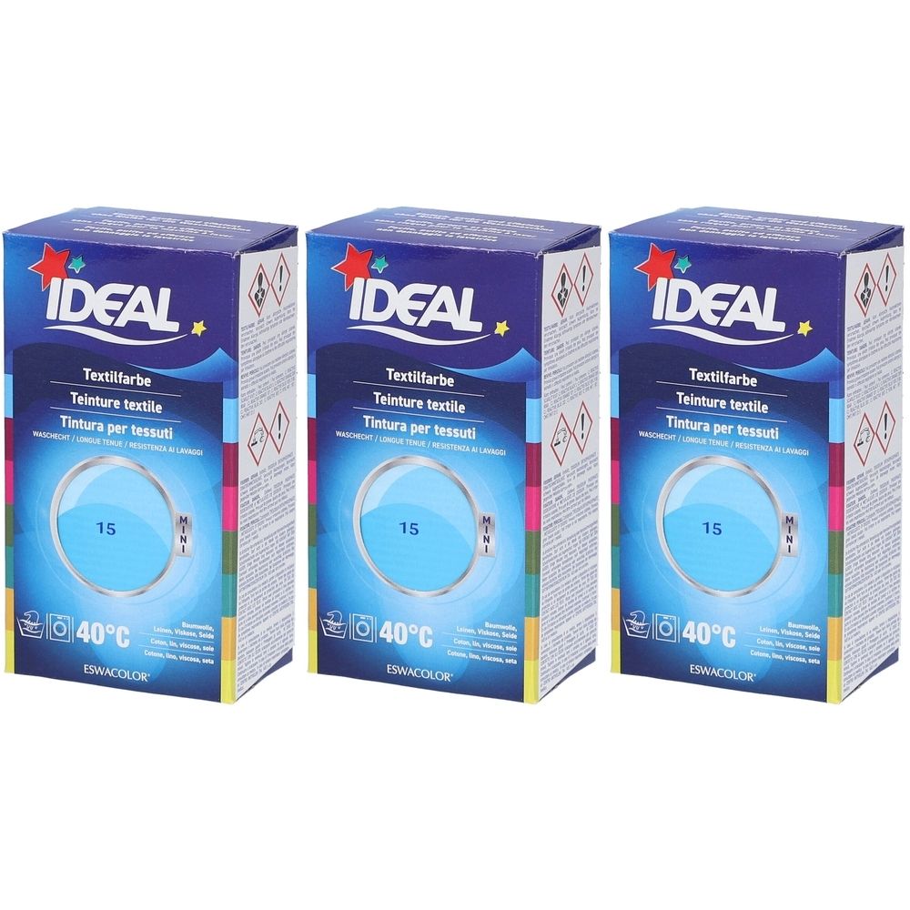 Ideal® Mini Textilfarbe No15 Azurblau für Baumwolle, Leinen, Viskose & Seide