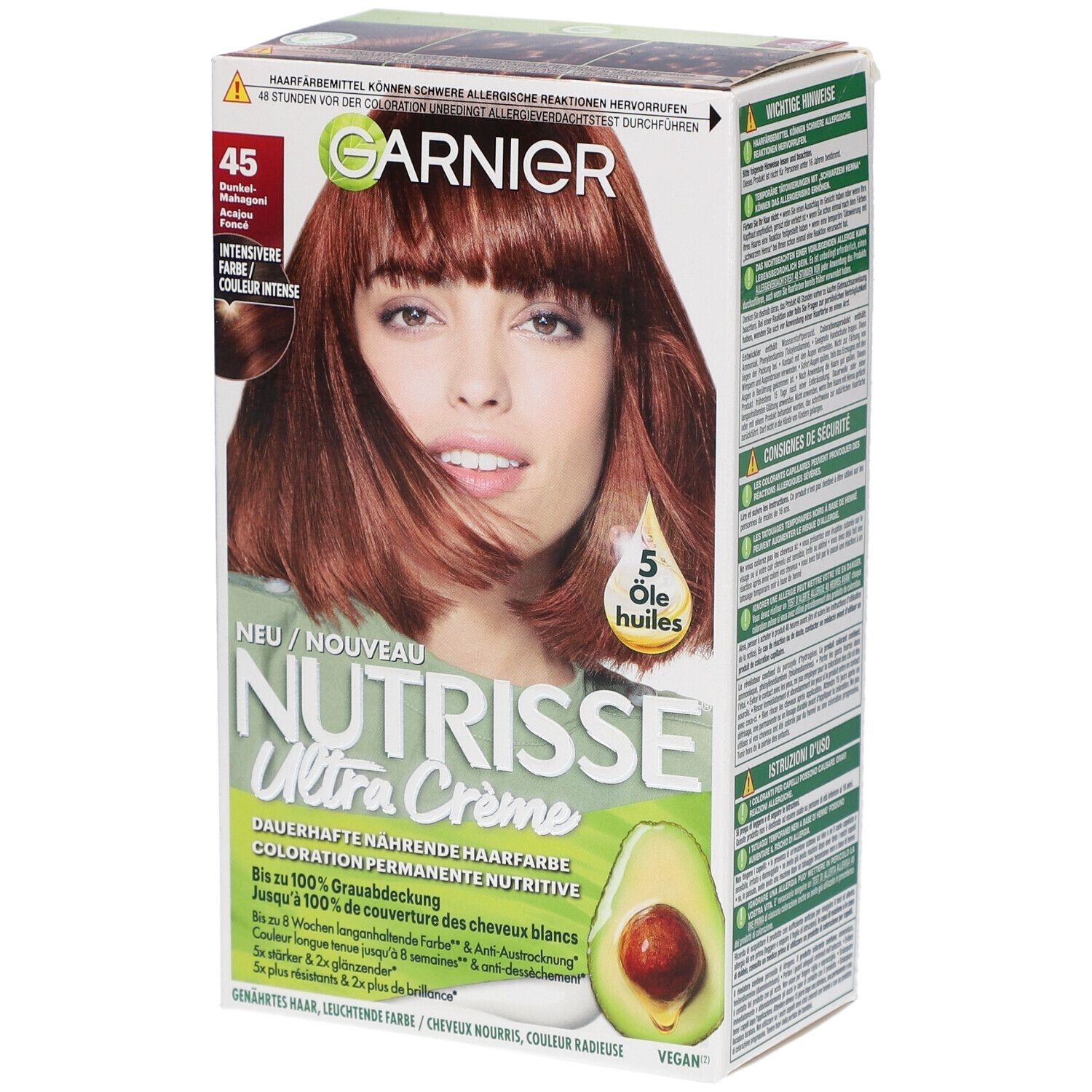 Garnier Nutrisse Crème Nährende permanente Coloration 45 Mahagoni Dunkel