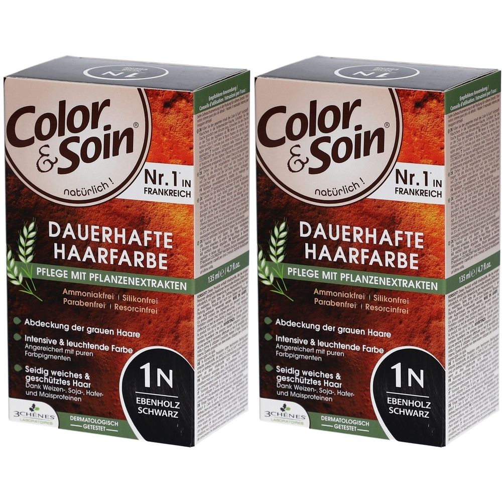 Color & Soin® Dauerhafte Haarfarbe 1N Ebenholz Schwarz