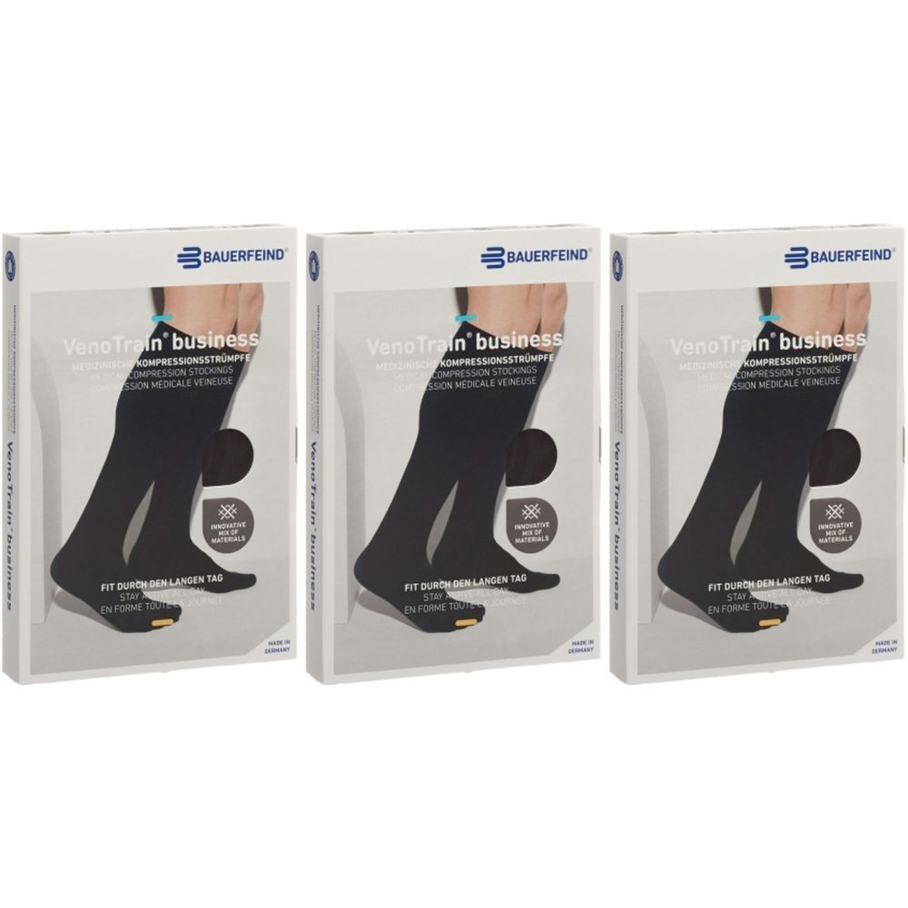 Bauerfeind VenoTrain business Strümpfe schwarz - Medizinische Kompressionsstrümpfe - AD Ccl2 Größe M normal/lang geschlossener Fuß