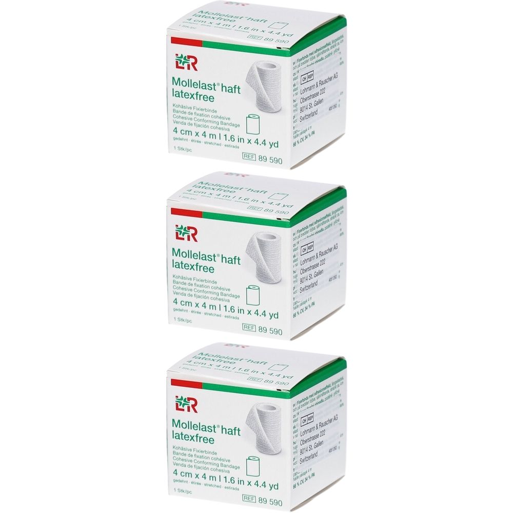 L&R Mollelast Haft Latexfree 4 cm x 4 m Kohäsive Fixierbinde