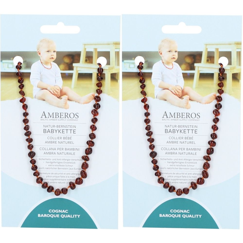 Amberos Babykette Naturbernstein Cognac Barock 32 cm