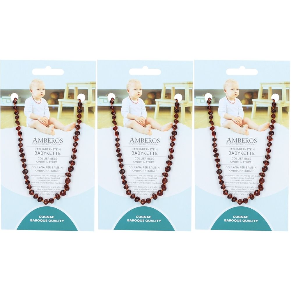 Amberos Babykette Naturbernstein Cognac Barock 32 cm
