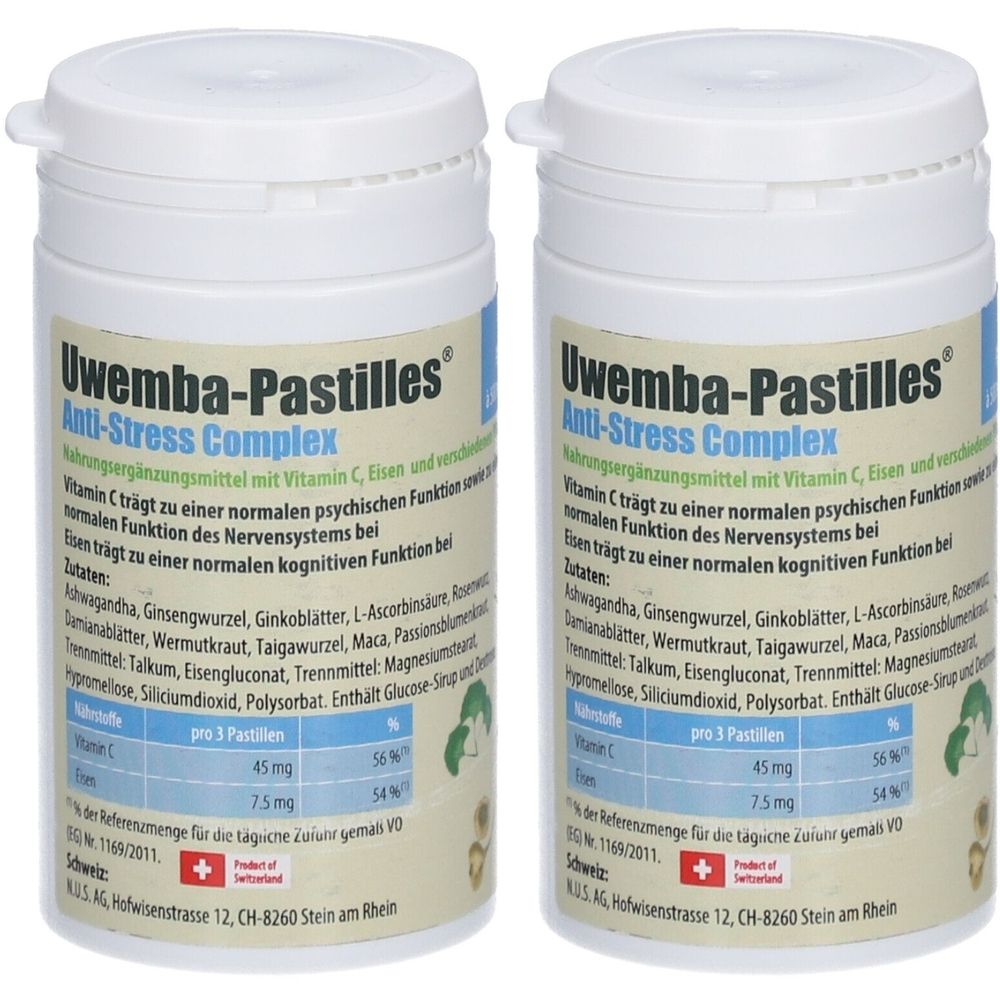Uwemba-Pastilles® Anti-Stress Complex: Mit Ashwagandha, Ginseng und Ginkgo für innere Ruhe und Ausgeglichenheit