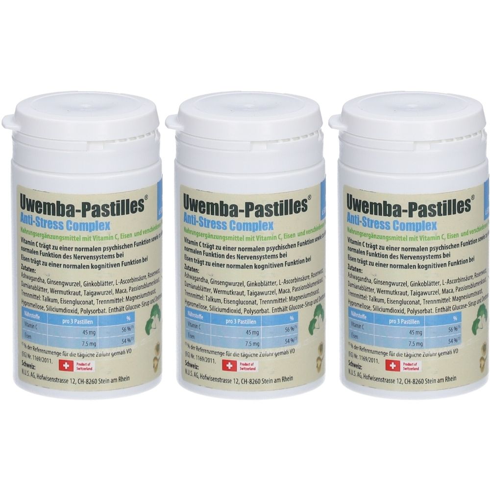 Uwemba-Pastilles® Anti-Stress Complex: Mit Ashwagandha, Ginseng und Ginkgo für innere Ruhe und Ausgeglichenheit