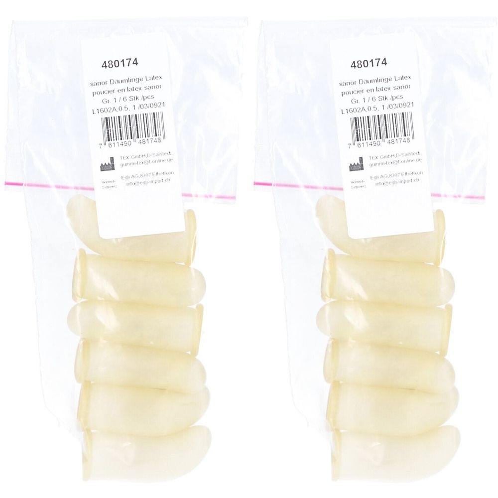 Sanor® Latex-Däumlinge Gr. 1 gepudert und konisch