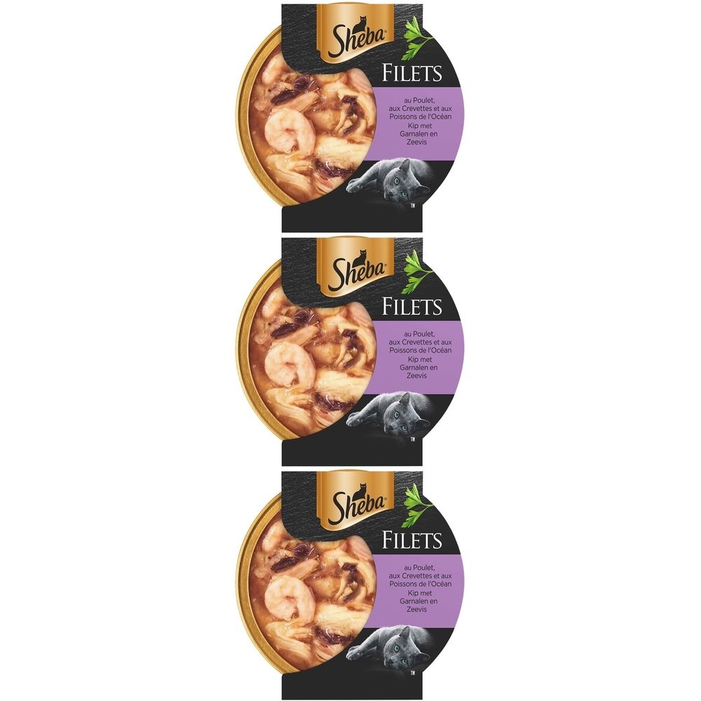 Sheba Filets - Huhn, Garnelen und Meeresfisch für Katzen