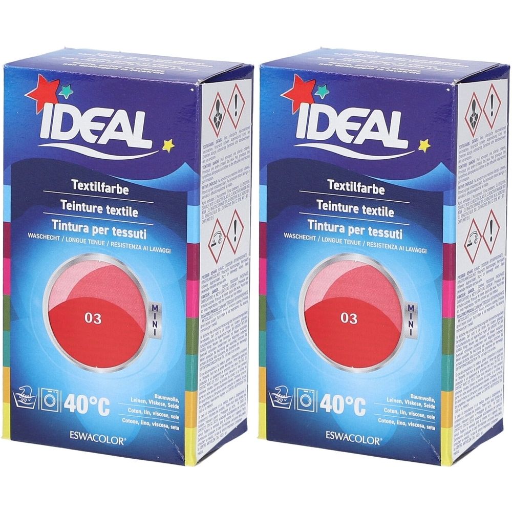 Ideal® Mini Textilfarbe No03 Zinnober für Baumwolle, Leinen, Jute & Viskose