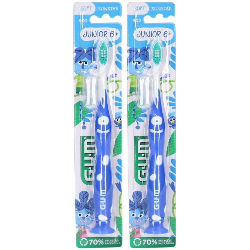 GUM Junior Zahnbürste 6+ - Ergonomischer Griff und weiche Borsten