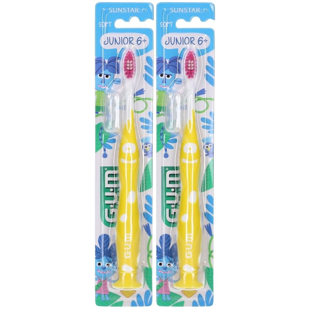 GUM Junior Zahnbürste 6+ - Ergonomischer Griff und weiche Borsten