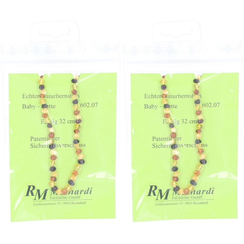 Mainardi Natur Babykette aus Naturbernstein mit Sicherheitsverschluss 32 cm