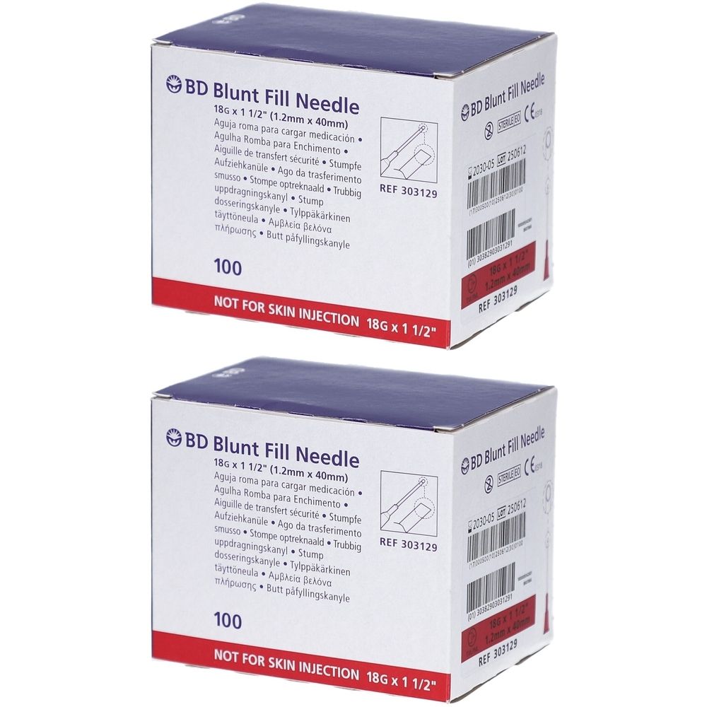 BD Stumpfe Füllnadel 18G x 1½' - Transfernadel 1,2 mm x 40 mm