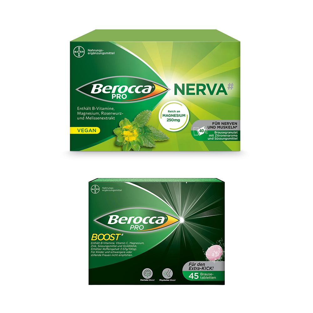 Berocca PRO Nerva und PRO Boost für Nerven, Energie und Konzentration
