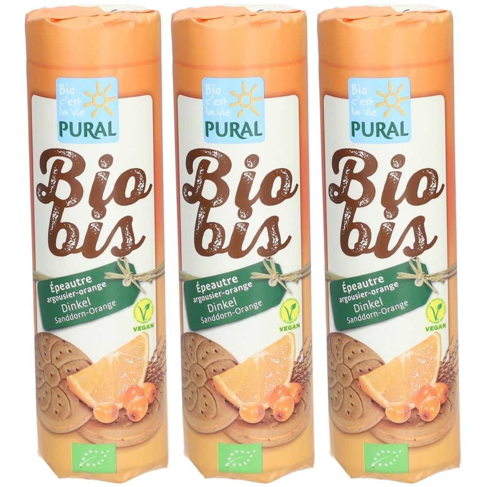 Pural Bio Bis - Vegane Bio Dinkel-Sanddorn-Orangen-Kekse